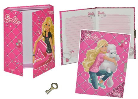 2 TLG. Set: Tagebuch/Notizbuch Barbie - mit Schloss und Ordner - rosa pink Mädchen Barbie-Puppe Puppe