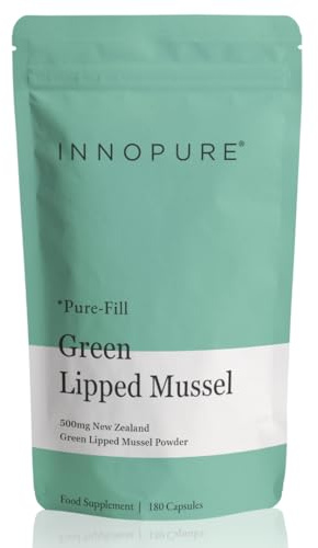 INNOPURE Green Lipped Mussel,180 Capsules 500mg from Pure New Zealand Waters CO₂ Extracted for Maximum Lipid Content, No Fillers or Binders, Clean Label Supplement