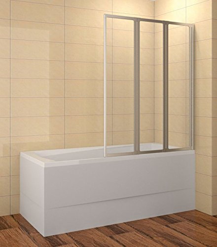 Folding Bath Screen 110 cm Bath Attachment 110 x 135 cm (L x H) Shower Enclosure Bath 3-Piece ESG 4 mm ELOX