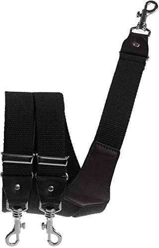 Harrys-Collection Herren Hosenträger 35mm Echtleder, schwarz, 120 cm | extra starker Halt, robuste Karabinerhaken aus Metall, Verbindungselemente aus Echtleder, individuell verstellbar