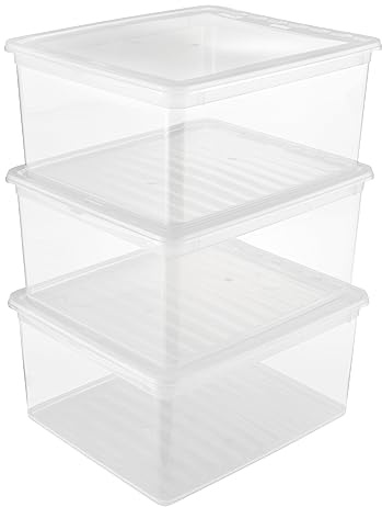 keeeper Aufbewahrungsboxen mit Air Control System, 3-teiliges Set, Höhe: 18 cm, 3 x 18 l, 39 x 33,5 x 18 cm, Bea, Transparent
