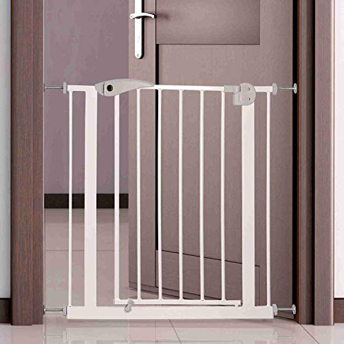 TRIXIE stufenlos verstellbares und klemmbares Türgitter Absperrgitter, Metall, 75–85 × 76 cm, weiß- 39451