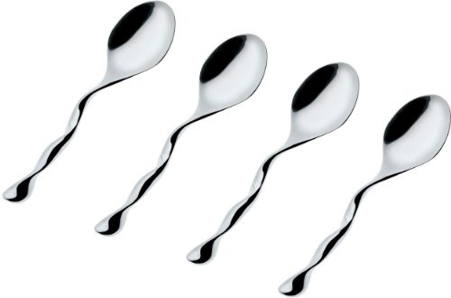 Alessi WAL01SET Set Quattro Cucchiaini da Caffè, in Acciaio Inossidabile