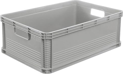 keeeper Strong Transport Box, Acid-Resistant and Food Safe, 60x40x22 cm, 45 Litre, Robert, Light Grey