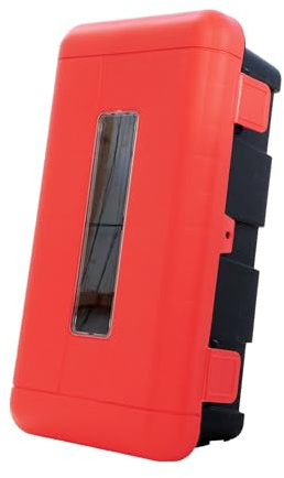 Feuerlöscher Schutzbox/-Schrank von ANDRIS® plombierbar aus stabilem Kunststoff, Sichtfenster für 4-6 kg oder 4-6 L Feuerlöscher & ANDRIS® ISO Symbolschild Feuerlöscher, Folie