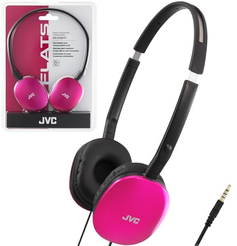 JVC Flats On-Ear Wired Headphones - Flat Foldable Design - 30mm Driver for Powerful Sound - Soft Ear-Pads for Comfort – Steel Headband - Lightweight & Portable - PC/Laptop/Gaming - 3.5mm Slim Plug