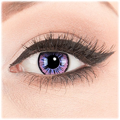 Farbige Kontaktlinsen Color Fun Contact Lenses Motivlinsen Violette Fee. Perfekt zu Fasching, Karneval und Halloween inkl. Behälter und 60 ml Pflegemittel