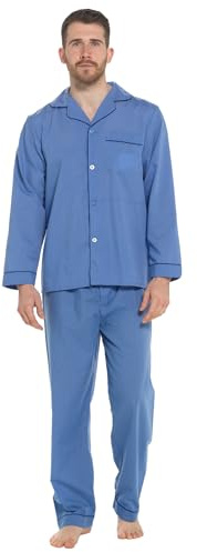 Lora Dora Strong Soul Mens Traditional 2 Piece Pyjamas, Plain Blue, XX. Large