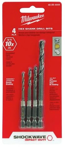 MILWAUKEE ELECTRIC TOOL 48-89-4444 Milwaukee Shockwave™ Impact Hex Drill Bit Set 4 Piece (1/8 In., 5/32 In., 3/16 In., 1/4 In.) - 288291,