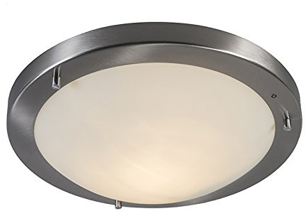 Qazqa Design außen Deckenleuchte, Deckenlampe für den Garten - Yuma - Silber Farbe, max. 40W, Geeignet für LED, 31cm, IP44, Rund