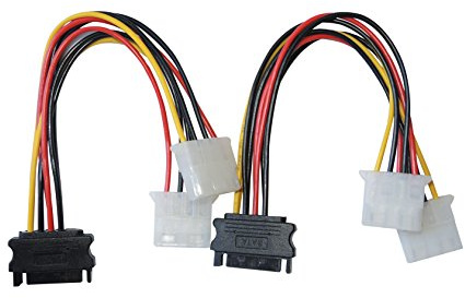 DeLOCK (2er-Pack) Stromkabel SATA 15Pin -> 2X Molex 4Pin St/Bu 0.20m
