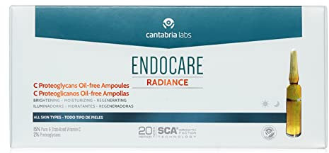 Cantabria Labs Endocare Radiance C Proteoglicanos Oil-Free - Ampollas Faciales Antiedad, Regeneradoras y Antioxidantes, con Vitamina C, Todo Tipo de Pieles, 30 Ampollas x 2ML, 60 ML