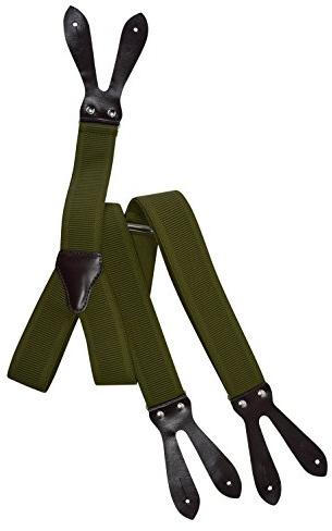 Olata Y-Hosenträger, dunkelbraune Knopf-Lederenden, 35 mm | Verstellbare 35-mm-Hosenträger mit Knopf-Lederenden und Lederkreuz; sicherer Halt für elegante Kleidung.