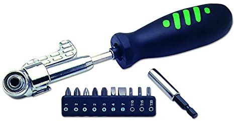 Laser 2517 3-Way Angled Head Screwdriver & 10 Bits