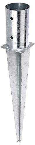 Alberts 211387 Ancre à enfoncer | pour poteau en bois rond ou carré | galvanisée à chaud | Ø 81 mm | longueur totale 600 mm