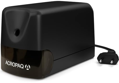 ACROPAQ Temperamatite elettrico professionale - Per matite fino a 8 mm di diametro, Affila velocemente, Per l'ufficio e la scuola - Temperino elettrico