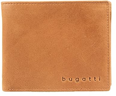 bugatti Volo Geldbeutel Männer Leder - Geldbörse Herren Cognac - Portmonaise Portemonnaie Portmonee Brieftasche Wallet Ledergeldbeutel