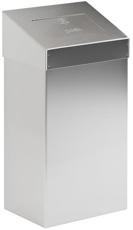 kaiserkraft FRANKEL Collecteur de déchets avec couvercle à trappe | capacité 50 l | l x h x p 380 x 680 x 250 mm | inox mat