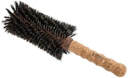 Ibiza Hair Boar Bristle Concave Barrel Brush (Z5-80mm) | Hybrid Boar & Heat Resistant Nylon with Cork Handle | Cuts Blow Drying Time in Half | Ideal for Shiny Irregular Curls or Straight Looks