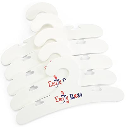 Emily Rose 18 Inch Doll Clothes Hangers 5-Pack White Wooden | Closet Organizer Compatible with American Girl and Our Generation Doll Clothing | 18” Wardrobe Furniture Accessories | USA Brand