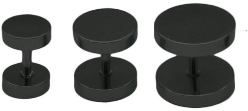 SoulCats® 2 Fakeplugs Fake Plug Tunnel Piercing Örhängen Män svart silver svart 10 mm