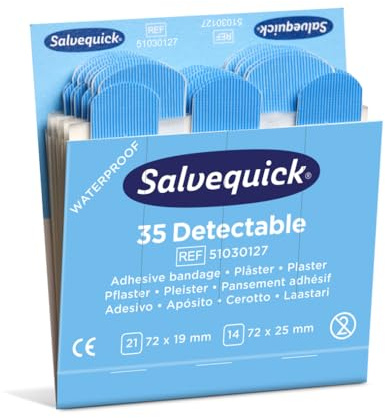 Salvequick - Pflasterspender und refills (1 x 6735 Stripes, blau, detektierbar)