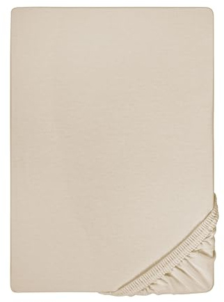 biberna Feinjersey Spannbettlaken 140x200-160x200 cm beige | 100% Baumwolle Spannbetttuch für Franz. Betten | Atmungsaktiv, Bügelfrei & mit Rundumgummizug | Oeko-TEX Zertifiziert | Modell 0077144