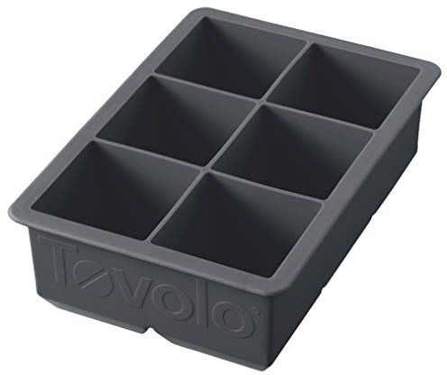 Tovolo Inch Large King Craft Ice Mold Freezer Tray of 2 Cubes for Whiskey, Bourbon, Spirits & Liquor Drinks, BPA-Free Silicone, Set of 1, Charcoal