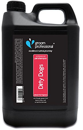 GROOM PROFESSIONAL Dirty Dogs Hundeshampoo - Hundeshampoo Gegen Geruch - Tiefenreinigendes Shampoo für Hunde - Für Schmutziges & Fettiges Fell - Hinterlässt das Fell Weich & Sauber, 4 Liter