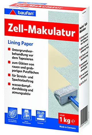 Baufan Zell Makulatur zum Glätten von rauen Putzflächen - 1kg I Wasserdampfdurchlässige, atmungsaktive Grundierung frei von Konservierungsmitteln