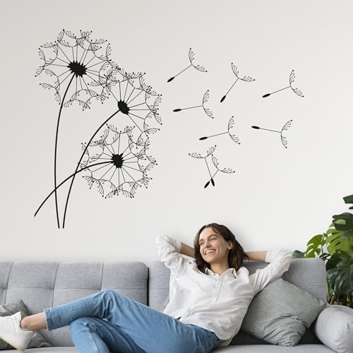 GRAZDesign Wandtattoo Pusteblume groß Wohnzimmer Schlafzimmer Aufkleber Wandaufkleber - 50x40cm / 071 grau