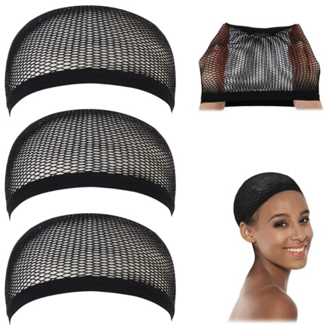 Dreamlover Bonnet de Perruque pour Femmes, Filet à Cheveux pour Perruque, Noir 3 Pièces