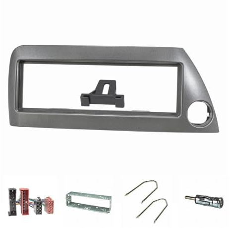 tomzz Audio 2415-012 Radioblende Set kompatibel mit Ford KA RBT Bj.1996-2008 Silber-metallic mit Radioadapter ISO Antennenadapter ISO DIN Entriegelungsbügel Einbauschacht