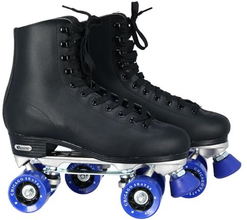CHICAGO Skates Premium Black Quad Roller Skates for Boys and Men Beginners Classic Adjustable High-Top Design for Indoor or Outdoor Skates and Roller Derby