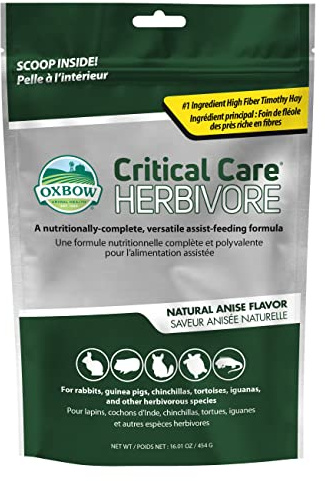 Oxbow Cuidado crítico de la Salud Animal, herbívoro, Sabor a anís, Bolsa de 454 Gramos