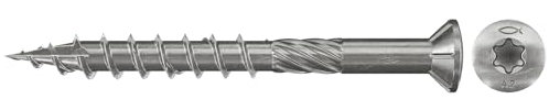 fischer Terrassenschraube 5,0 x 60, Senkkopf, Teilgewinde, nicht rostender Stahl A2, Innenstern Torx-Antrieb, zum Verschrauben von Terrassenbeplankungen auf Holz-Unterkonstruktionen, 150 Stk