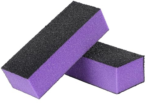 sourcing map 4 Way Nail File, 2 Pcs Nail Buffer Sanding Block Manicure Art Tool Shiner Polisher for Women and Men, Sponge Nail Polishing Tool Kits for Professional Salon Home Use, Black Purple