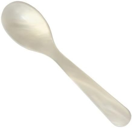 6 Eierlöffel aus Acryl in Perlmuttoptik 12,5 cm/Farbe: Weiss