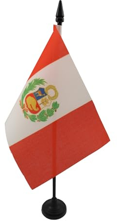 AZ FLAG Bordsflagga Peru 15x10 cm Peruansk 100D Polyester Plastfot
