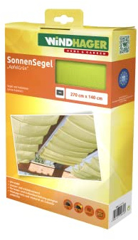 Windhager Sonnensegel für Seilspanntechnik, Wintergarten und Terrassen Beschattung, Seilspannmarkise, 270 x 140 cm, apfelgrün, 10880, Grün