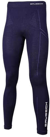 BRUBECK Merino Herren Funktionsunterhose Lang | Atmungsaktiv | Winter-Sport | Thermo | Ski-Unterwäsche | Leggings | 78% Merino-Wolle | LE11120 Marineblau XL