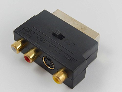 vhbw 3 RCA to Scart Adapter for Connecting Systems with Cinch Connector to RCA Devices - AV Audio Video Converter with In/Out Switch Function
