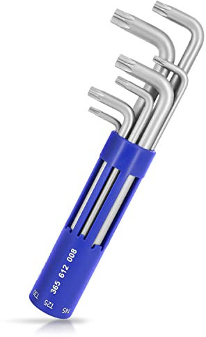 S&R Juego de 8 Llaves Allen Torx Perforadas con agujero. Llaves a estrella para bici y Mots ligeras para llevar y precisas