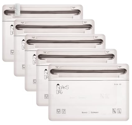 Noaks Bag Sacca Impermeabile, Taglia XS, 5 Pezzi ZIP Sacchetti con Chiusura Ermetica, Trasparente