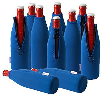 Neoprene bottle cooler, wine cooler, beverage cooler, Dress Your Drink., blue, 10er Spar-Set 0.5 Liter