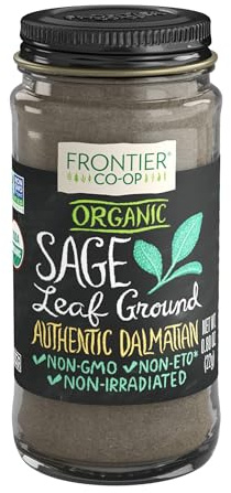 Frontier Co-op Organic Sage Leaf, Ground Spice, 0.8 Oz.