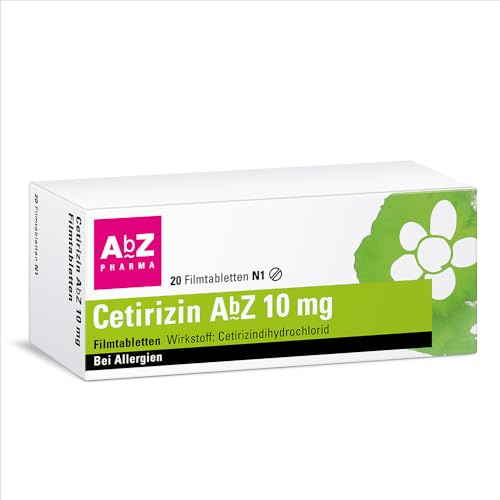Cetirizin AbZ 10 mg Filmtabletten, 20 Filmtabletten | Zur Behandlung von allergischen Symptomen wie Heuschnupfen und chronischer Nesselsucht