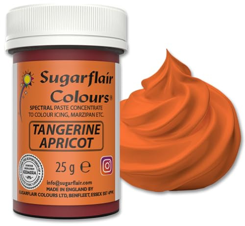 Sugarflair Tangerine Apricot Orange Food Colouring Paste 25g | Concentrated Tangerine Apricot Food Dye for Fondant, Buttercream, Cake Decorating and More - Vegan, Kosher, Bake-Stable