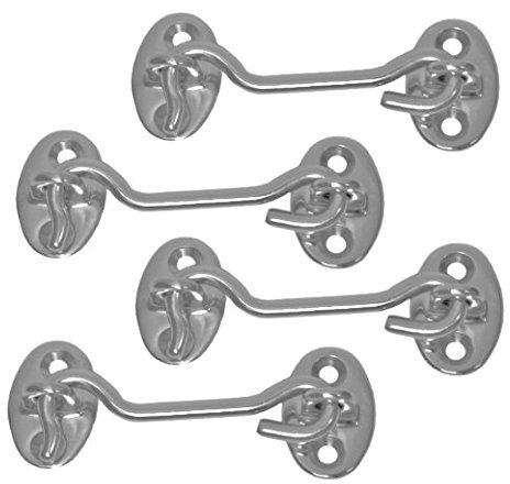 Versandbox24 4 Stück Sturmhaken Edelstahl A4 länge 70 mm Torhaken Türhaken Fensterhaken