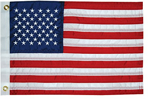 TAYLOR MADE PRODUCTS 50-Star US Boat Flag, 16 x 24, American Red, White & Blue, Stars and Stripes, Water-Repellent Fade-Resistant 200-Denier Nylon Fabric, Brass Grommets - 2424